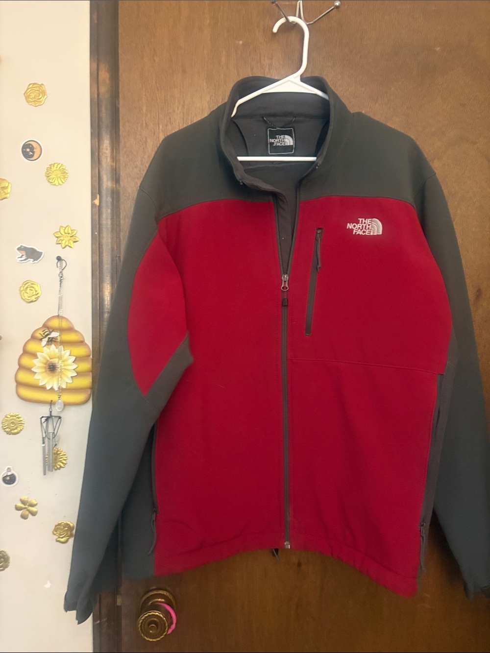 The North Face Men’s Red and Gray Full‑Zip Fleece Jacket